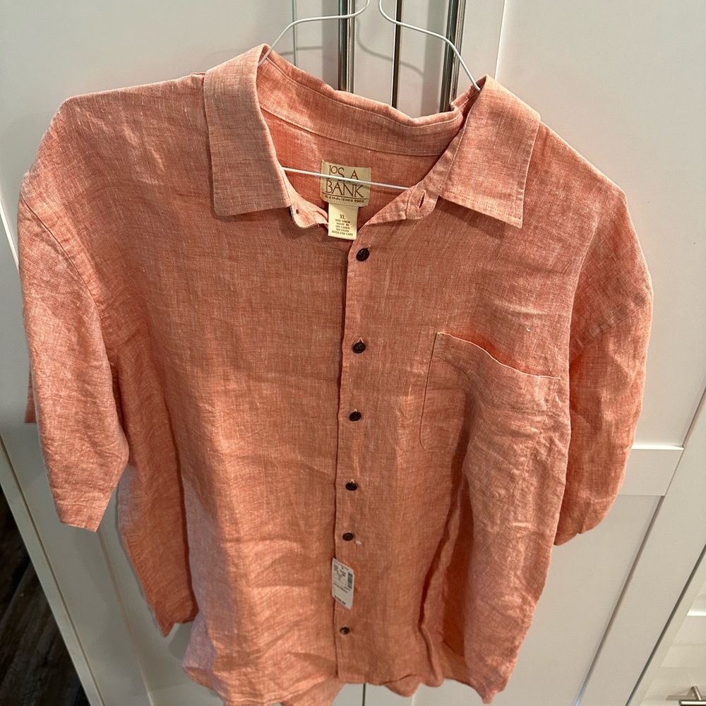 Jos A. Bank vacation In Paradise Linen Short Sleeve Button Down. XL